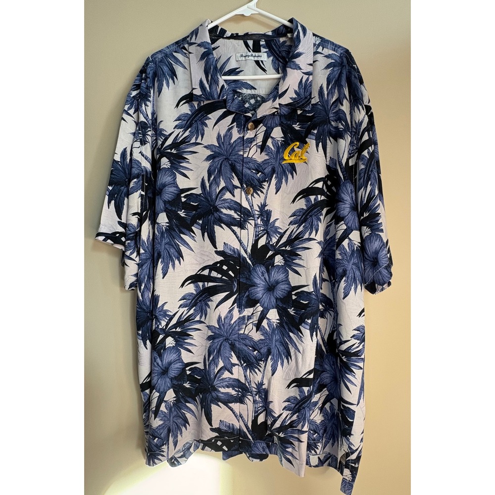 Tommy Bahama‎ Cal Berkeley Bears Tropical Silk Shirt Mens XXXL Blue White NCAA